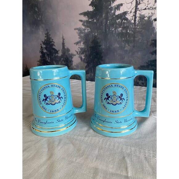 Vintage Penn State University Ceramic Beer Steins – Set of 2 - Picture 1 of 7